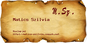 Matics Szilvia névjegykártya